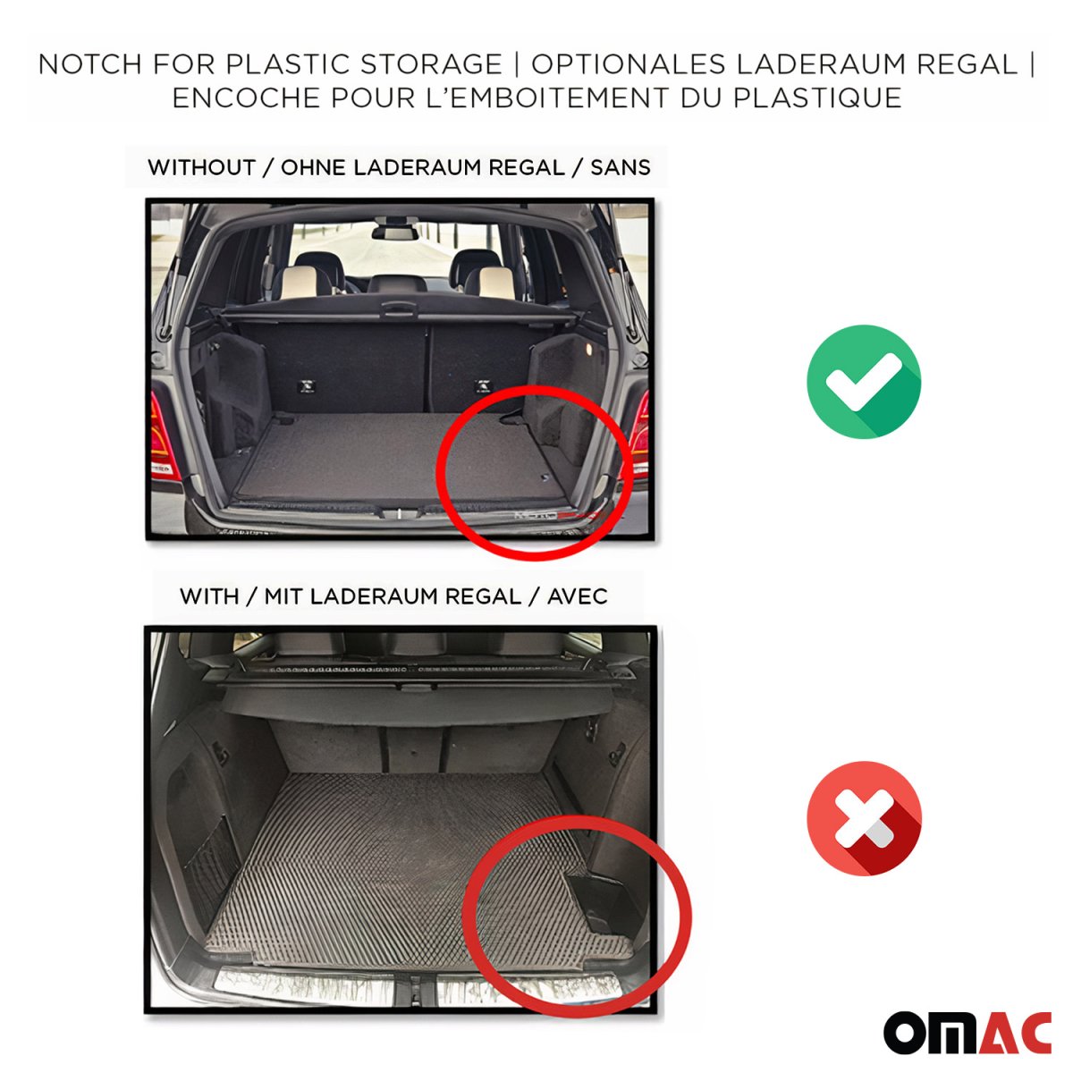 Mercedes GLE Trunk Mat - Omac - Proline TPE - Black - 2018